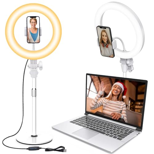 Image of Desk Ring Light with Stand for Computer, Zoom Lighting for Computer | 30 Light Modes for Video Conference, Video Calls, Home Office, Desk Lighting for Video Recording, Podcast, Webcam, Stream