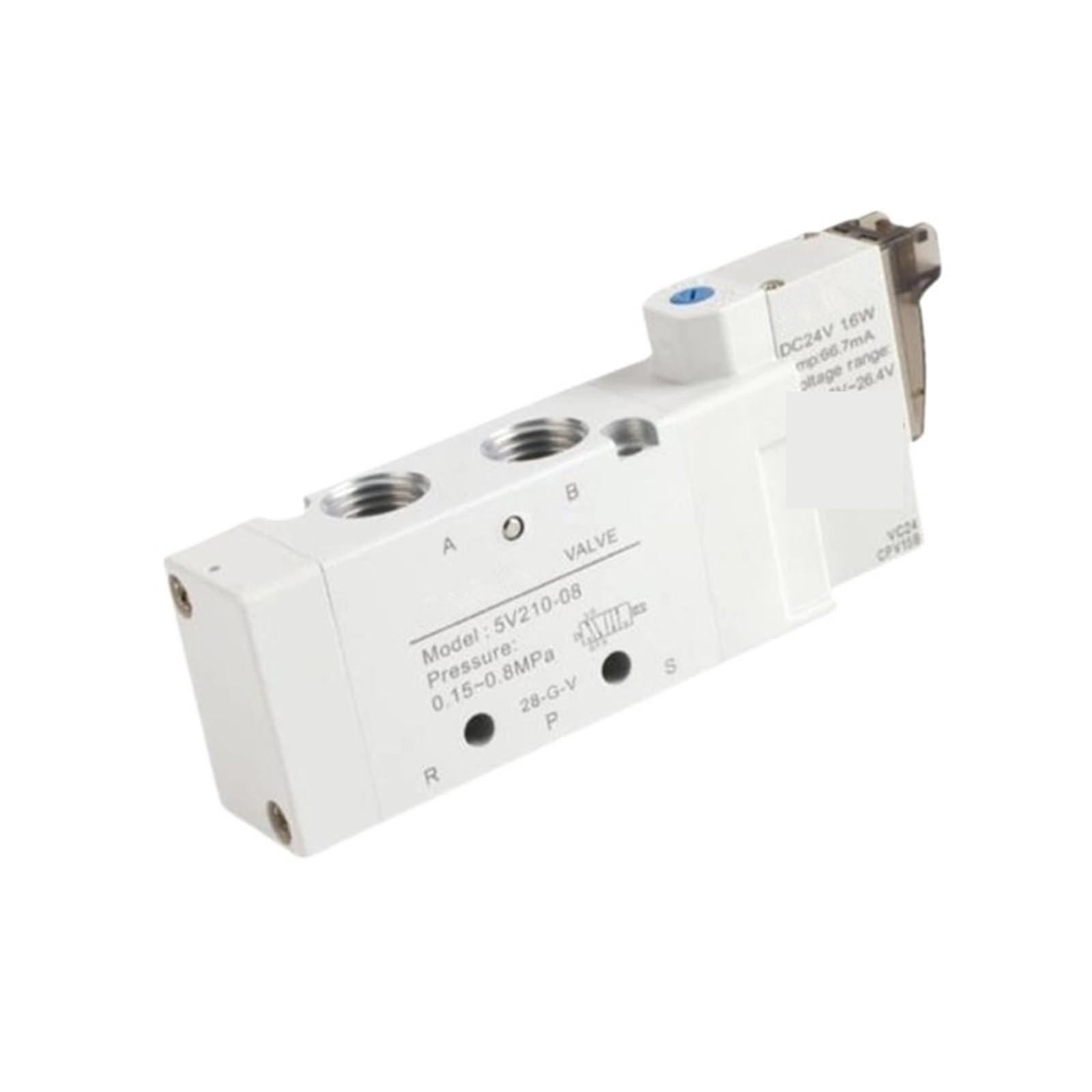 1 szt. Pneumatyczny pięcioportowy dwupozycyjny zawór elektromagnetyczny serii 5V (5V230C-08, przewód DC24V-50cm)