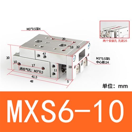 Rail pneumatique MXS8-50 table coulissante double effet guidage linéaire mxs - 3