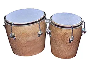 GT manufacturers Ganpati traders Indian Professional Two piece hand made Wooden Bongo 08 (Natural)
