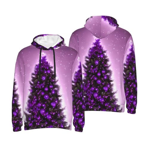 Sweat à capuche homme imprimé arbre violet polyvalent pour superposition décontractée - 6