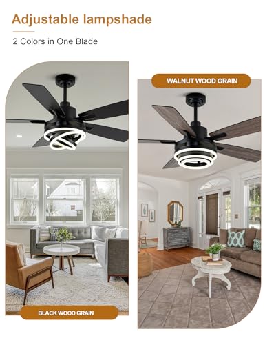 Image of 52 inch Black Modern Chandelier Ceiling Fan with Lights