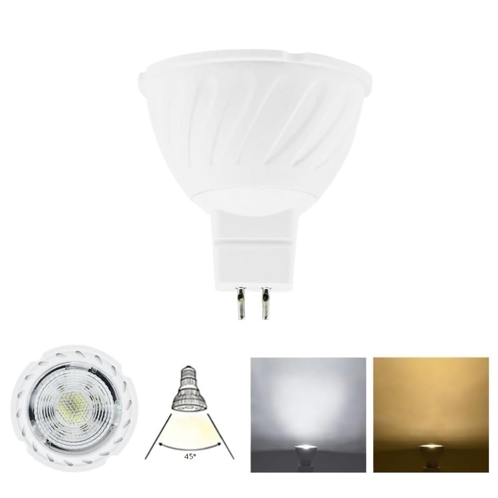 Jiaxu Lighting 10 Uds. Foco LED Regulable GU10 MR16 7W GU5.3 lámpara LED COB 220V lámpara de Bombilla Blanca fría/cálida for iluminación de Oficina en casa Bombillas para el hogar (Color : Cold White