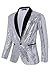 Coucoland Silver Sequin Blazer Men-Shiny Jacket Disco Outfit Men for Party（Silver,M）
