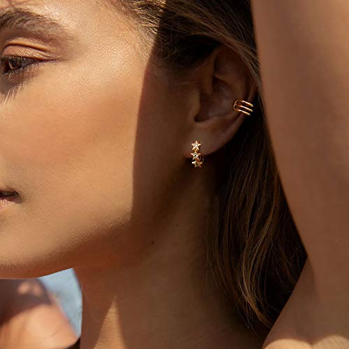 MEVECCO Gold Star Hoop Earrings for Women 18K Gold Plated Hoop Earrings Handmade Simple Minimalism Hoop Hypoallergenic Earrings for Everyday Jewelry2