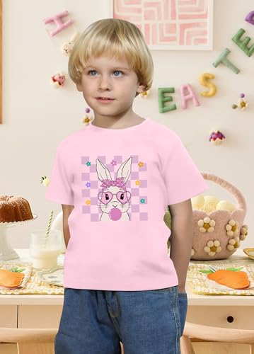 Image of CAZYCHILD Toddler Easter Shirt for Boys Girls:Funny Rabbit Graphic Printed Tee Cute Easter Casual Short Sleeve Gift Tops