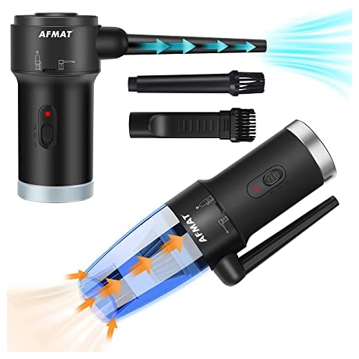 Compressed Air Duster & Small Vacuum Cleaner 2-in-1, PC Air Duster Electric, USB Rechargeable Compressed Air Spray Cleaner, Portable Air Blower and Mini Vacuum Cleaner for Keyboard/Computer/Car Seat