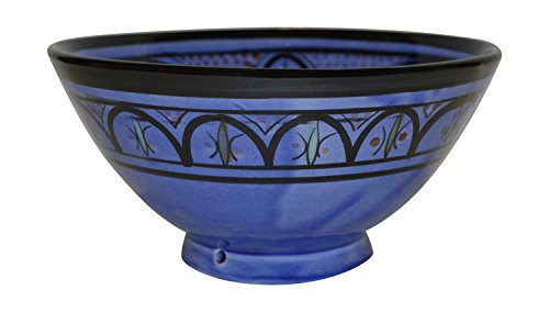 Treasures Of Morocco Ceramic Bowls Moroccan Handmade Serving Piece With Vivid Colors 8 Inches In Diameter Royal Blue thumb #2