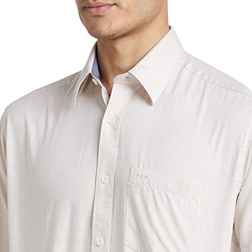 Image of Colorplus Men's Pure Cotton Solid Pattern Classic Fit Spread Collar Half Sleeve Casual Shirt