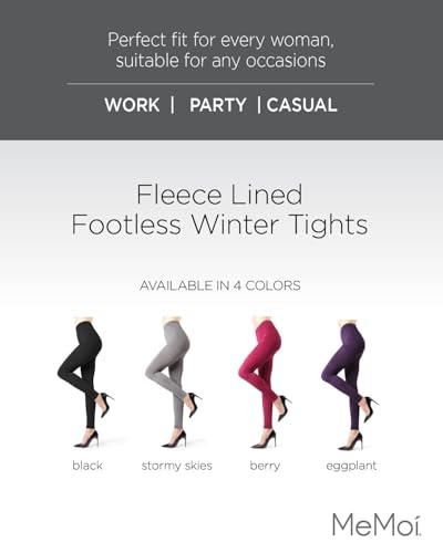 MeMoi Fleece Lined Footless Tights for Women, Comfortable Winter Fleece Lined Tights, Footless Silhouette - Sizes S-XL2