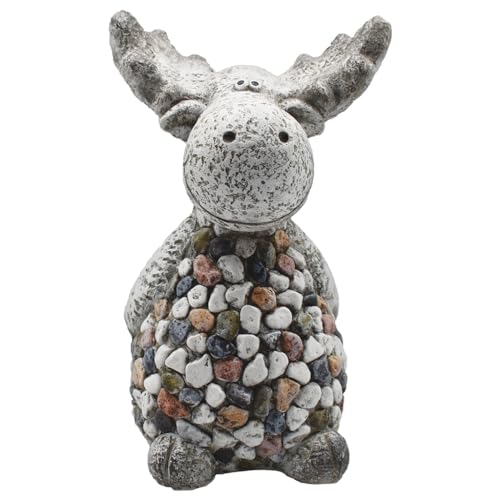 Lipco Large Pebble Stone Garden Moose, 11.5-inches Height, Poly Resin, Garden Decor Accessories, 19571