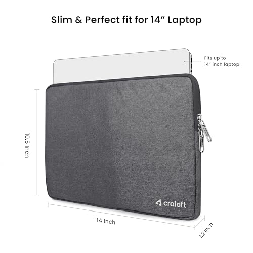 Craloft Polyester Laptop Sleeve Cover Bag 14 Inch with Charger Pouch for Dell/Hp/Asus/Lenovo/Acer (Grey_L26) - Image 2
