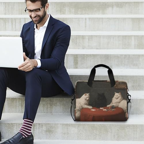 Maletín para laptop con diseño de gatos y múltiples bolsillos miniatura 2