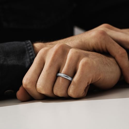 Silver Snake Skin Mens Wedding Band, Unique Design 925 Sterling Silver Rings For Men, Promise Ring For Him, Unusual Design Stacking, Mens Jewelry, Engagement & Fashion Boyfriend Gifts2