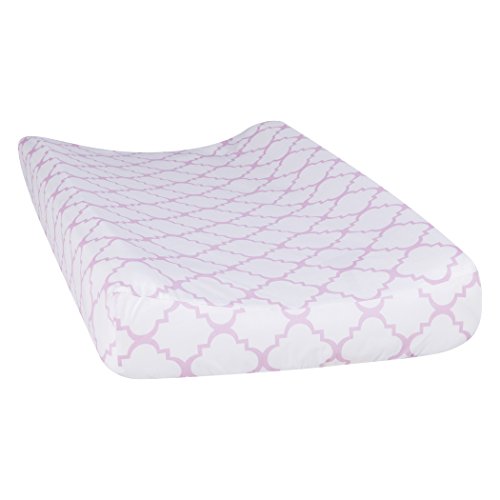 Image of Trend Lab Orchid Bloom Quatrefoil Changing Pad Cover, Purple