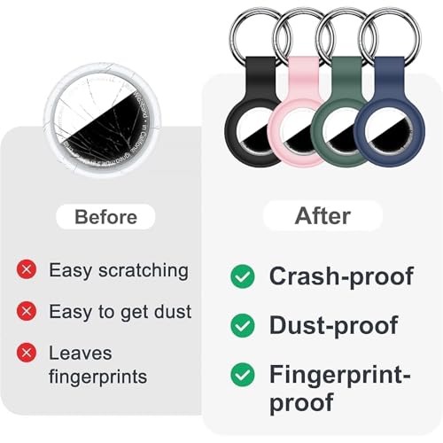 24 pack compatible with airtag holder keychain silicone key ring for air tagholder cases tags chain for apple for air tag gps item finders accessories blackpinkdark greendark blue