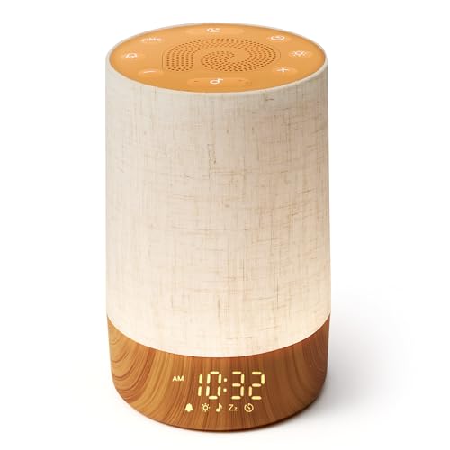 Dreamegg Réveil Lumineux Simulateur d’Aube, Réveil Matin avec Mode Favori, Machine Bruit Blanc avec 29 Sons Apaisants, Lampe de Chevet 20 Niveaux de...