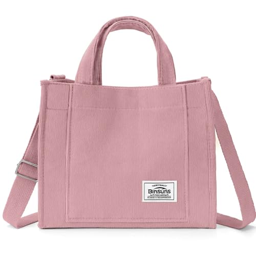 Image of Corduroy Tote Bag for Women Small Satchel Bag Mini Tote Bag Aesthetic Crossbody Handbag - School Work Travel Shopping