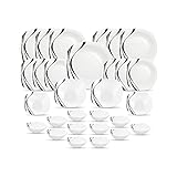 La Opala Diva, Quadra Collection, Opal Glass Dinner Set 29 pcs, Midnight Black, White