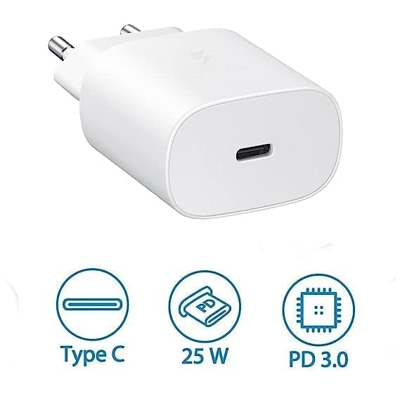 Image of Etguuds Charger Compatible with Samsung 25W USB-C Super Fast Charger True 25W Pd Charging Adapter Compatible for Samsung S25 /S25 Ultra /A34 5G / A55 / A35 5G / M15 5G / S21FE / S23 Ultra / M35 5G