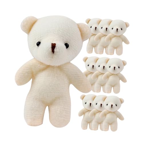 Yardwe 15 Piezas Colgante de muñecas de Oso para Dibujos Animados diminuto Felpa Relleno Mini Llavero pequeños Osos Little Bear Pendse Keychain decoración Decorativa del Oso paño Blanco