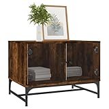 1. Table basse moderne avec portes en verre élégantes aspect chêne fumé qui donne à votre salon un caractère élégant