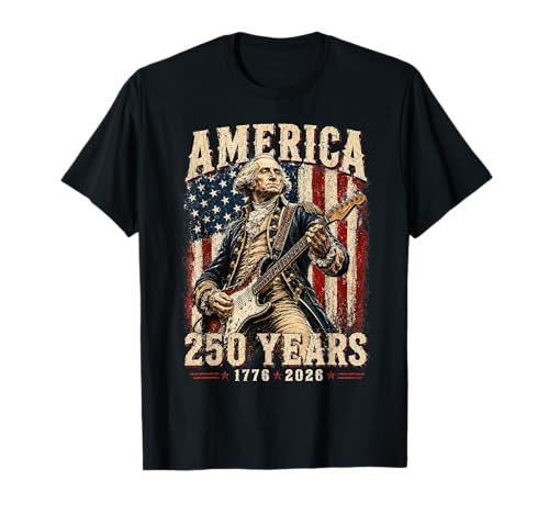 Vintage George Washington Playing Guitar 250 Years America T-Shirt