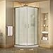 DreamLine Prime 33 in. x 74 3/4 in. Semi-Frameless Frosted Glass Sliding Shower Enclosure in Brushed Nickel with White Base Kit, DL-6701-04FR