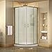 DreamLine Prime 36 in. x 74 3/4 in. Semi-Frameless Frosted Glass Sliding Shower Enclosure in Brushed Nickel with White Base Kit, DL-6702-04FR