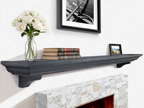 LXWZHK 72 Inch Fireplace Mantel Shelf with Corbels, Rustic Floating