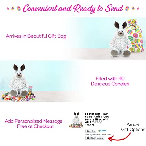 Easter Baskets For Kids - 20” Plush Easter Bunny Filled With Candy, Easter Baskets For Girls | Easter Baskets For Boys #TOP4