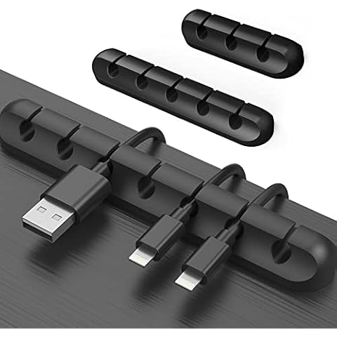 Cable Clips, 3 Packs Cord Management Organizer, Silicone Adhesive Hooks, Wire Cord Holder for Power Cords and Charging Accessory Cables, Mouse Cable, PC, Office and Home (7, 5 and 3 Slots) Cover