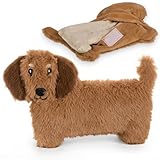 MIJOMA Cojín térmico de perro salchicha, 22 x 15 cm, apto para microondas, relleno de trigo, compañero suave para el calor y la relajación