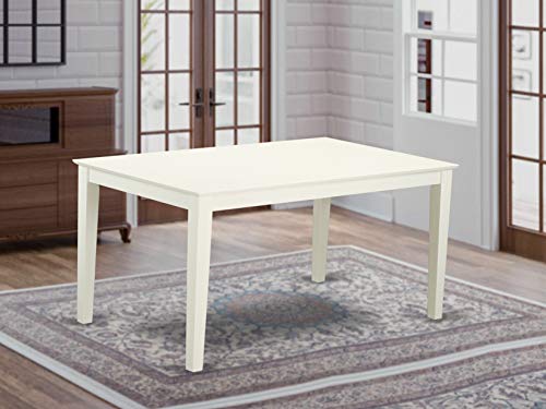 East West Furniture Capri Rectangular Dining Table 36X60 Inch With Solid Wood Top In Linen White Finish #TOP28