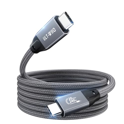ULT-WIIQ 13FT Nylon Braided USB C to USB C 3.2 Gen 2 x 2 Video Cable for 8K Monitor, 4K@144Hz/60Hz Display Cable, 20Gbps Data Transfer, PD 3.1 Supports 240W Fast Charging, for Laptop, PC, SSD…