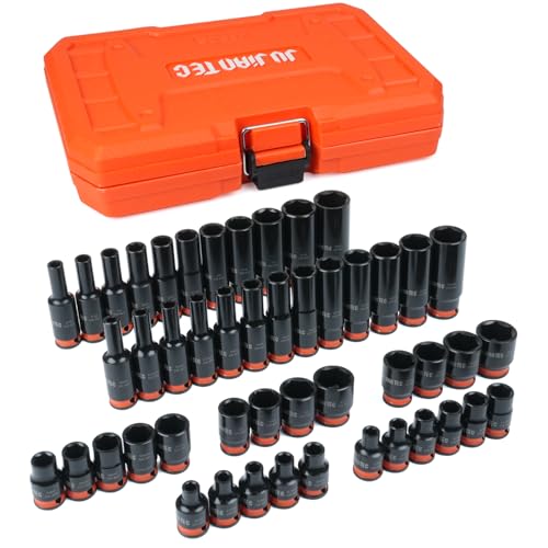 Image of 48-Piece 1 /4 inch Drive Impact Socket Set, SAE & Metric (3 /16 inch-9 /16 inch & 4-15mm), Shallow & Deep Sockets Kit, 6-Point, Premium Cr-Mo Steel for Auto Repair, Sturdy Storage Case