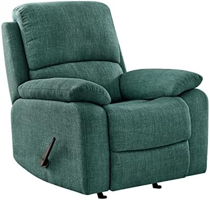 Modern Recliner Chair Adjustable Single Sofa, Push Back Recliner with Footrest, Ergonomic Arms and Back for Living Room and Bedroom (Green Fabric, Recliner Chair)