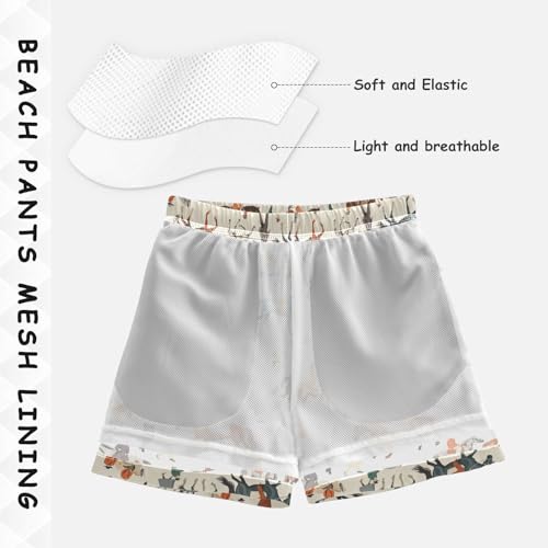 ALAZA Vintage Horse Racing Boys Quick Dry Beach Board Shorts Kids Swim Trunks Bathing Suit Swimsuit4