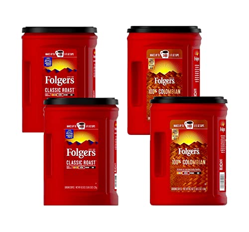 Caffeinated Coffee Variety; Classic Roast 43.5 Oz (Pack Of 2) And 100% Colombian 40.3 Oz (Pack Of 2) #TOP1