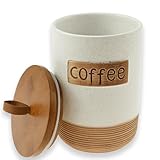 Kaffeedose,800ml Keramik-Kaffeebehälter mit Holzdeckel,Luftdichter...