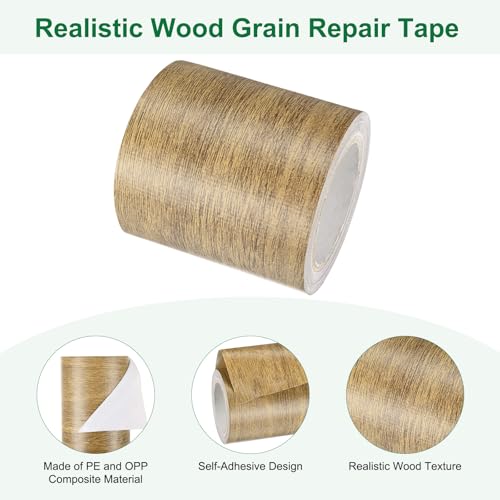 Image of M METERXITY 2-Roll Wood Grain Repair Tape, 2.24in x 15ft Textured Realistic Self-Adhesive Wood Floor Tape Contact Paper for Furniture /Floors /Home [Brown Oak]
