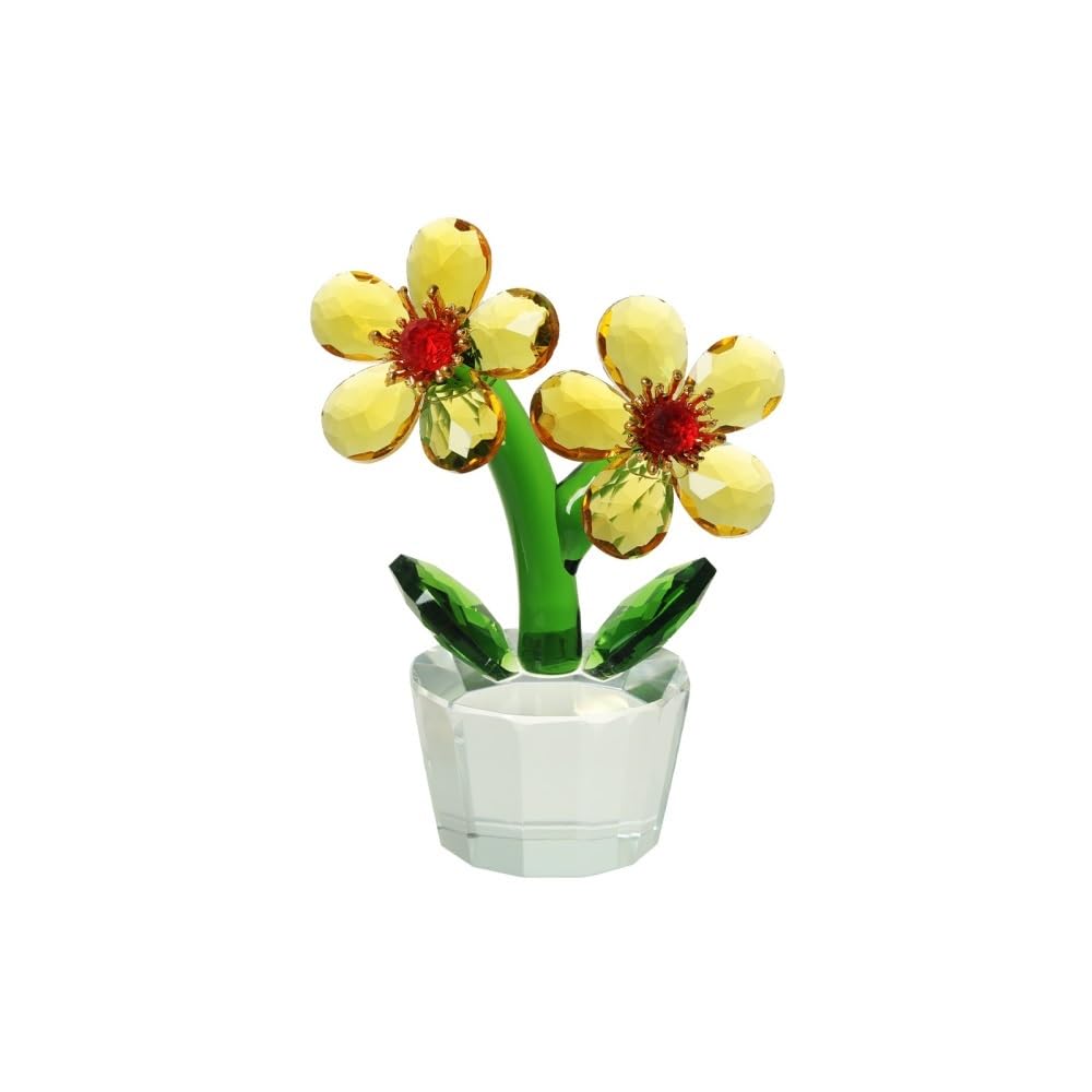 Huffa Twoflowersgolden Artificial Sunflower Crystal Ornaments For Desktop Living Room Decor