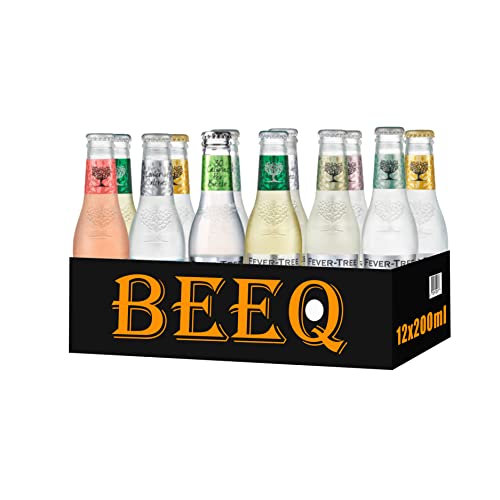 Beeq - Fever-Tree Variety Pack | (12 Pack)| 9 Different Flavors:club Soda, Elderflower Tonic, Ginger Beer, Ginger Ale, Light Ginger Beer, Light Tonic Water, Sparkling Lime & Yuzu, Tonic Water, Pink Grapefruit |No Artificial Sweeteners Flavorings Or Preservatives, 6.8 Fl Oz Each Bottles #TOP1