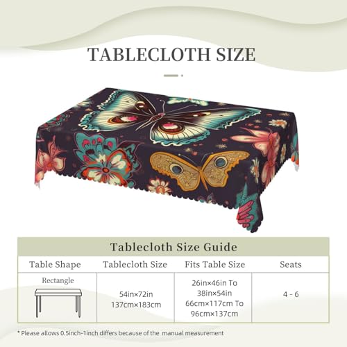 Nappe lavable extérieure papillon pour table rectangulaire carrée étanche