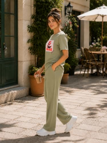 Image of ELVIA Women's Pure Cotton Top and Pyjama Co-Ord Set | Hot Head Graphic Printed Night Suit | Regular Fit Half Sleeve Round Neck T-Shirt with Pajama Loungewear Sleepwear Set for Women