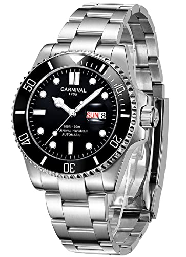 CARNIVAL Montre Automatique pour Homme avec Lunette rotative en Acier Inoxydable et Verre Saphir...