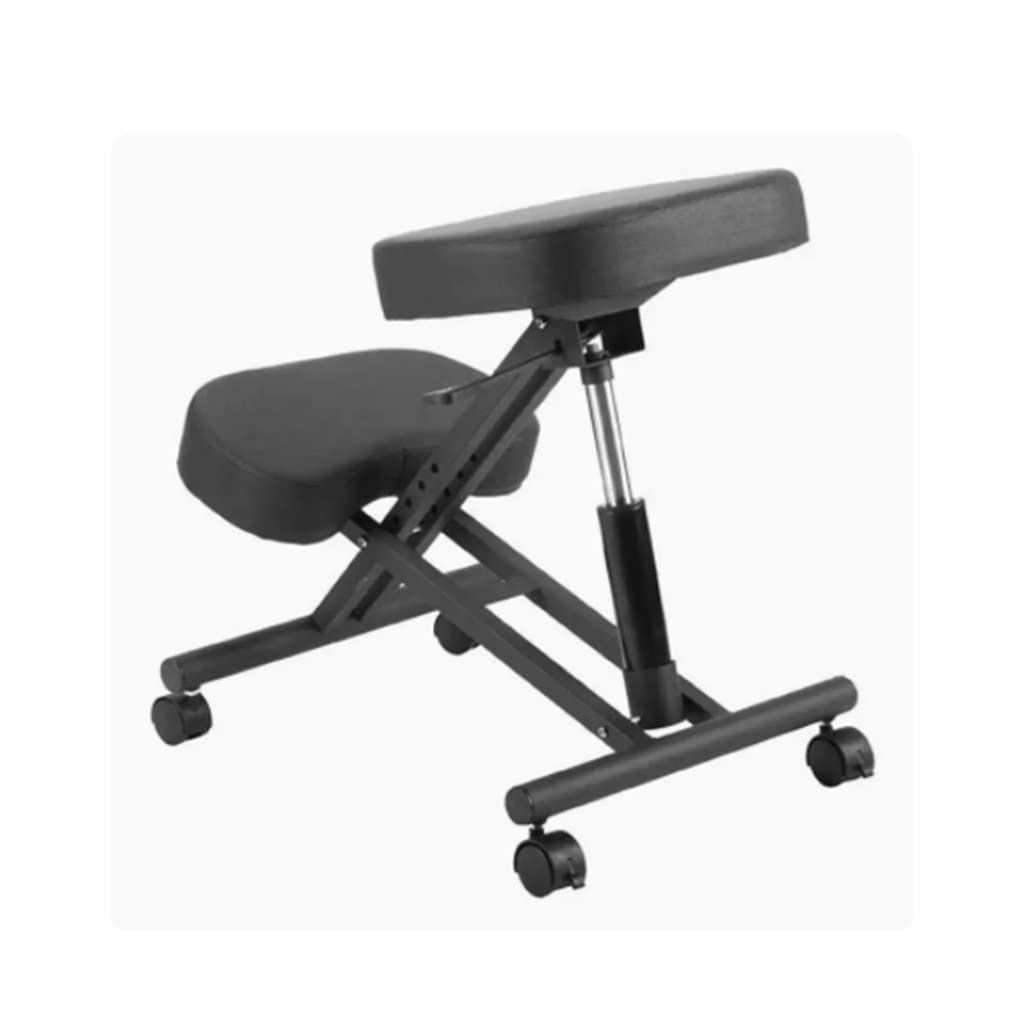 Silla ergonómica para arrodillarse, taburete ajustable, cojines de espuma gruesa, ruedas deslizantes suaves, mejora la postura para la oficina en casa, color negro