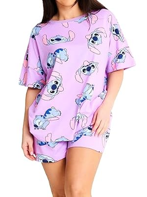 Disney Pijamas Lilo y Stitch para Mujeres | Pijama de Punto de Mujer de Manga Corta con Estampado Integral | Pijamas acogedores para Damas fanáticas de Stitch | Mercancía Oficial | L | Ya disponible en tu tienda friki favorita! En mundofriki.es!