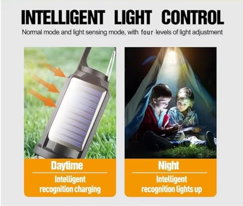 Image of GlowBase Solar Powered Rechargeable Emergency LED Light Bulb, Portable Waterproof Hanging Camping Lantern with 3 Modes & USB Charging, Outdoor Tent Lights (Pack of 1)