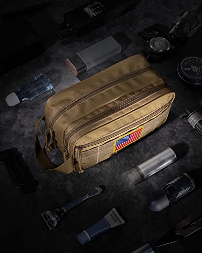Tacticism Toiletry Bag For Men - Dry Wet Separate Travel Toiletry Bag, Tactical Molle Dopp Kit For Men With Large Capacity, Water-Resistant Shaving Bag For Adult Women For Travel, Brown #TOP6